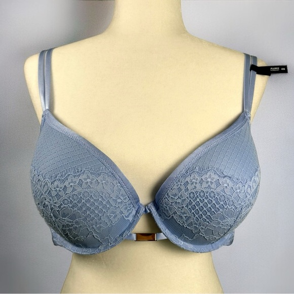 NWT Aerie AE Show Off Plunge Push Up Padded Lace Bra 42B Blue Ocean Sky - Picture 3 of 9